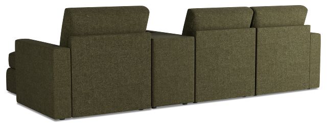 Citymod Green Fabric Small Right Chaise Sectional With Media Console