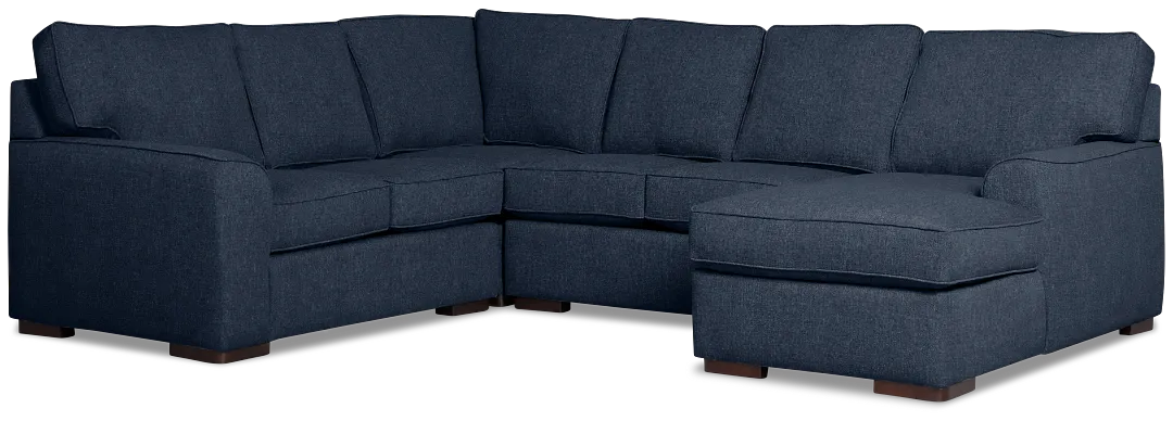 Sinclair Dark Blue Fabric Medium Right Chaise Sectional