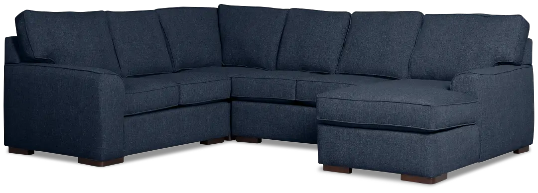 Sinclair Dark Blue Fabric Medium Right Chaise Sectional Sinclair Dark Blue Fabric Medium Right Chaise Sectional