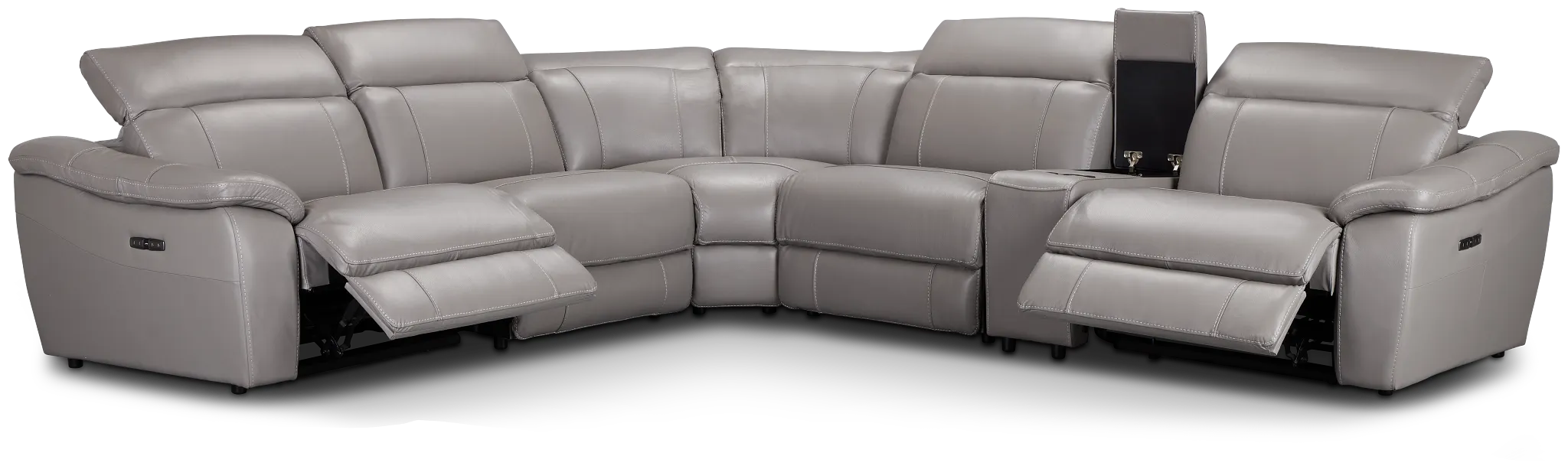 Marion Gray Lthr/vinyl Medium Dual Power 2-arm Reclining Sectional
