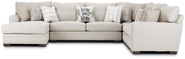 Sadie Light Gray Fabric Large Left Chaise Sectional (3)