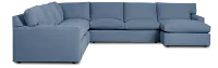 Hudson Blue Fabric Large Right Chaise Sectional