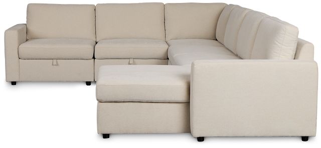 Addie Beige Fabric Medium Right Chaise Storage Sleeper Sectional