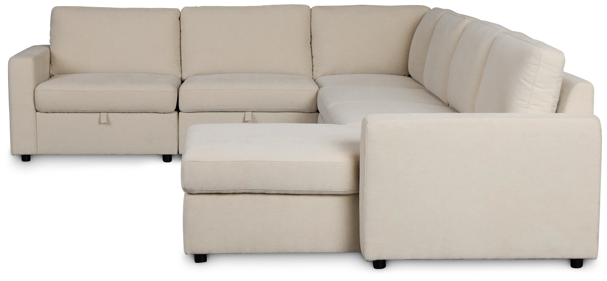 Addie Beige Fabric Medium Right Chaise Storage Sleeper Sectional