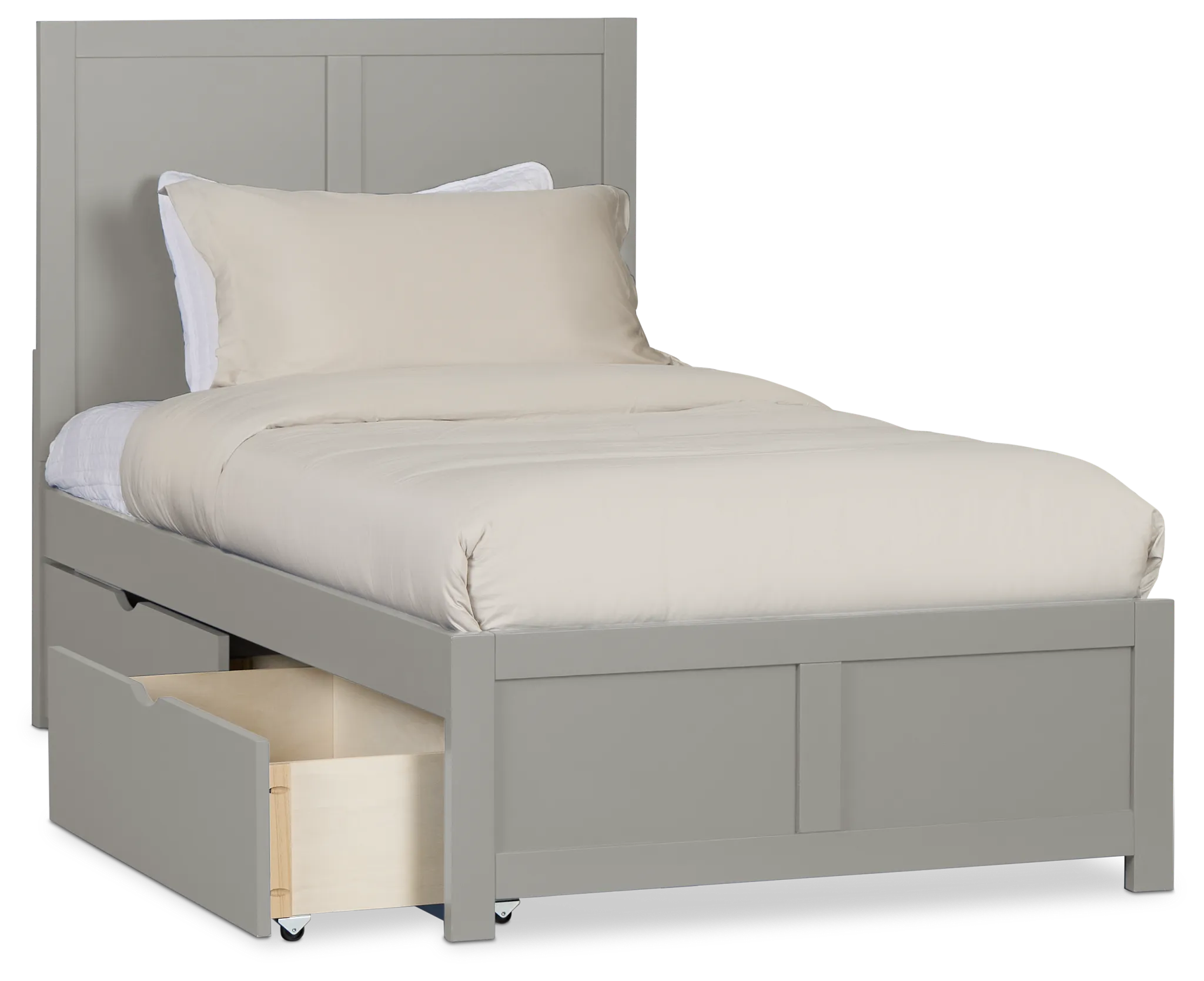 Charleston Gray Panel Bed With 2 Storage Drawers
