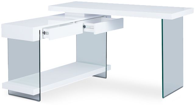 Olympia White Small L Desk