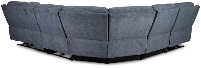 Walker Blue Fabric Medium Triple Power 2-arm Sectional