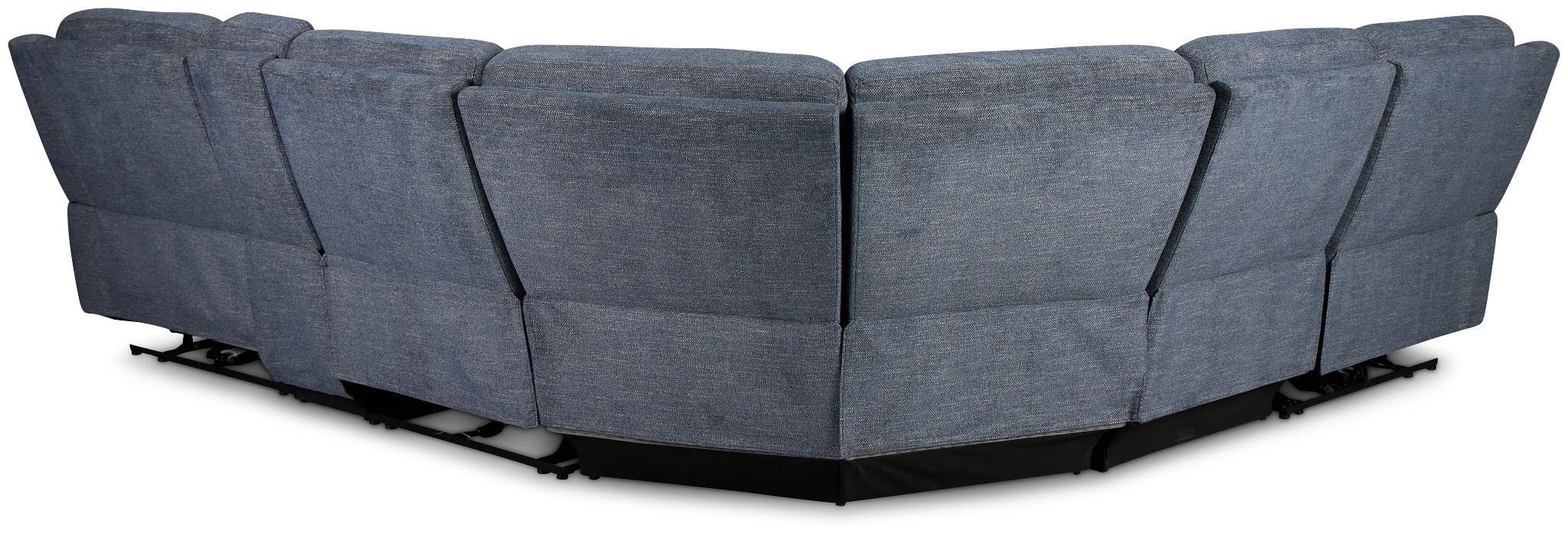 Walker Blue Fabric Medium Triple Power 2-arm Sectional