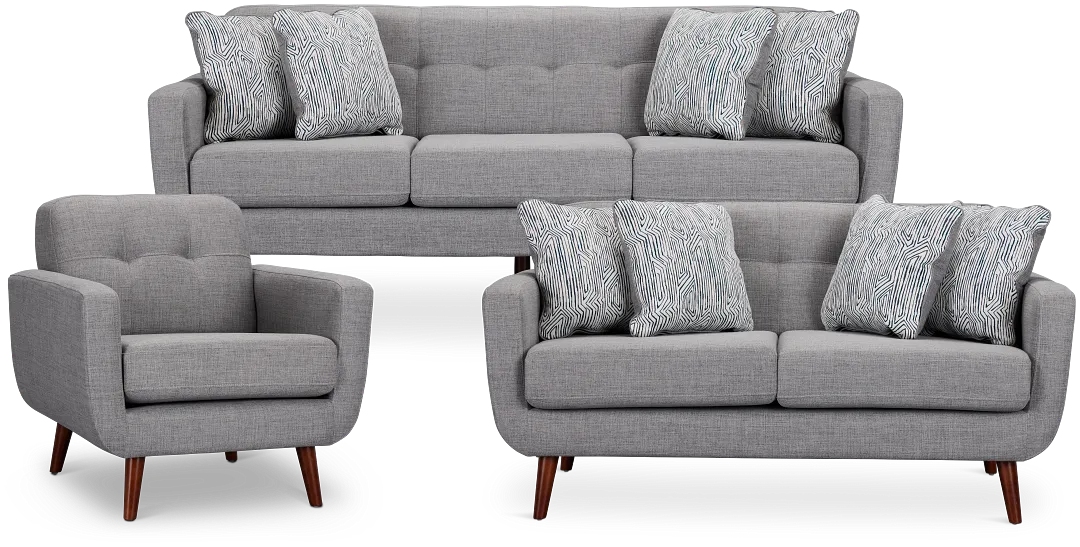 Raya Light Gray Fabric Living Room