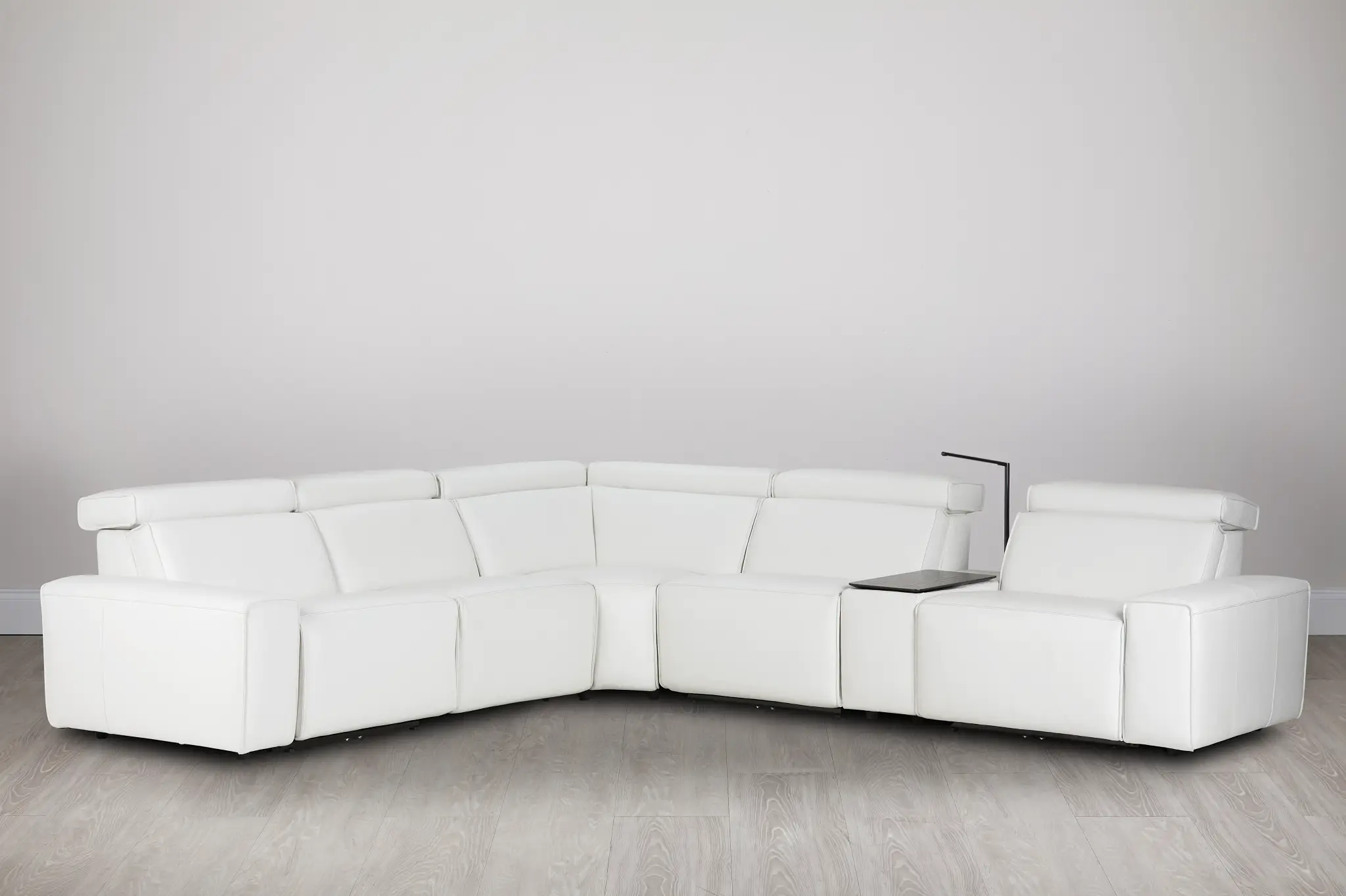 Carmelo White Leather Medium Dual Power 2-arm Reclining Sectional Carmelo White Leather Medium Dual Power 2-arm Reclining Sectional