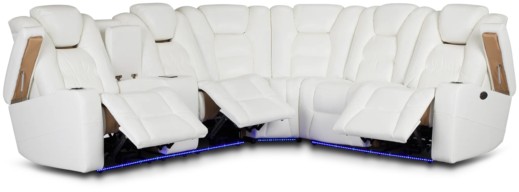 Troy White Micro Left Console Love Reclining Sectional