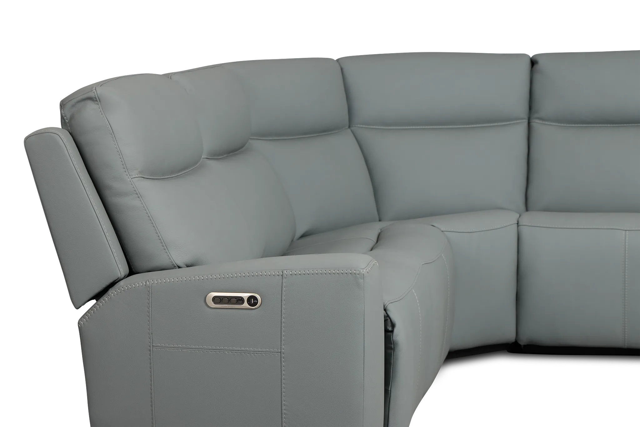 Flexsteel Sterling Blue Lthr/vinyl Medium Dual Power 2-arm Reclining Sectional