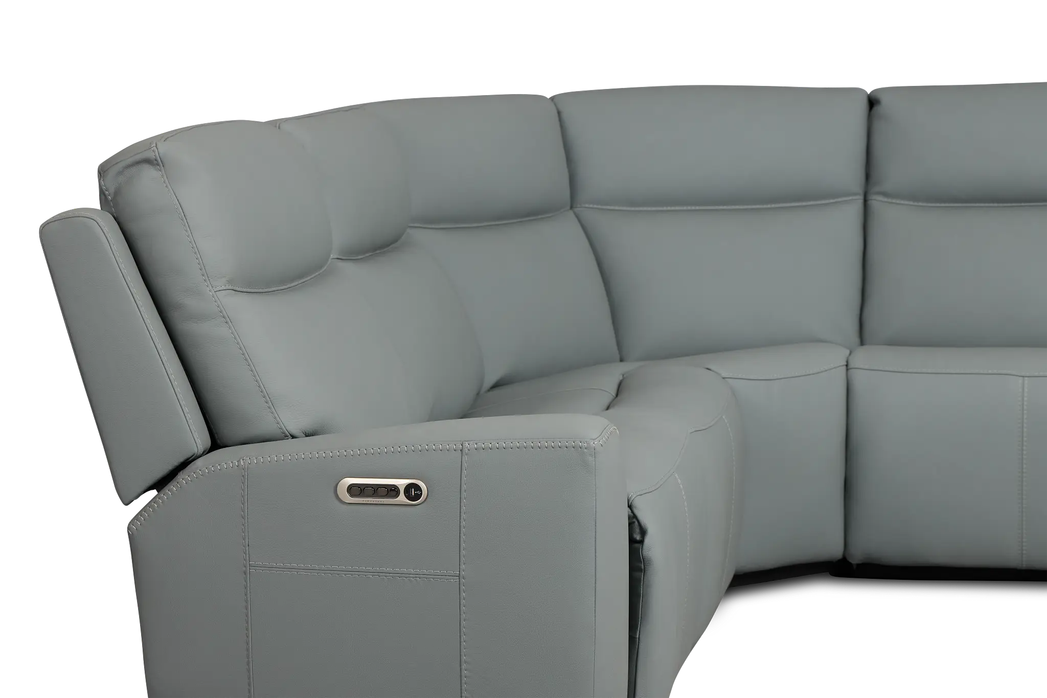 Flexsteel Sterling Blue Lthr/vinyl Medium Dual Power 2-arm Reclining Sectional Flexsteel Sterling Blue Lthr/vinyl Medium Dual Power 2-arm Reclining Sectional