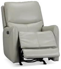 Jonas Light Gray Lthr/vinyl Power Recliner With Heat And Massage