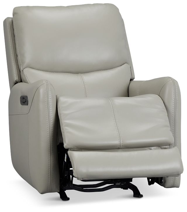 Jonas Light Gray Lthr/vinyl Power Recliner With Heat And Massage