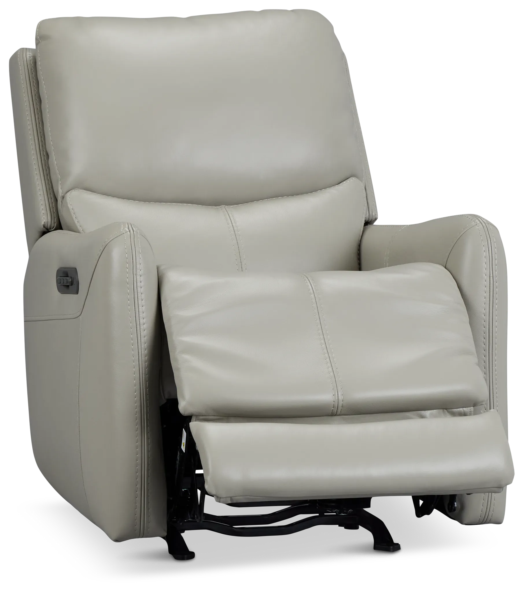 Jonas Light Gray Lthr/vinyl Power Recliner With Heat And Massage