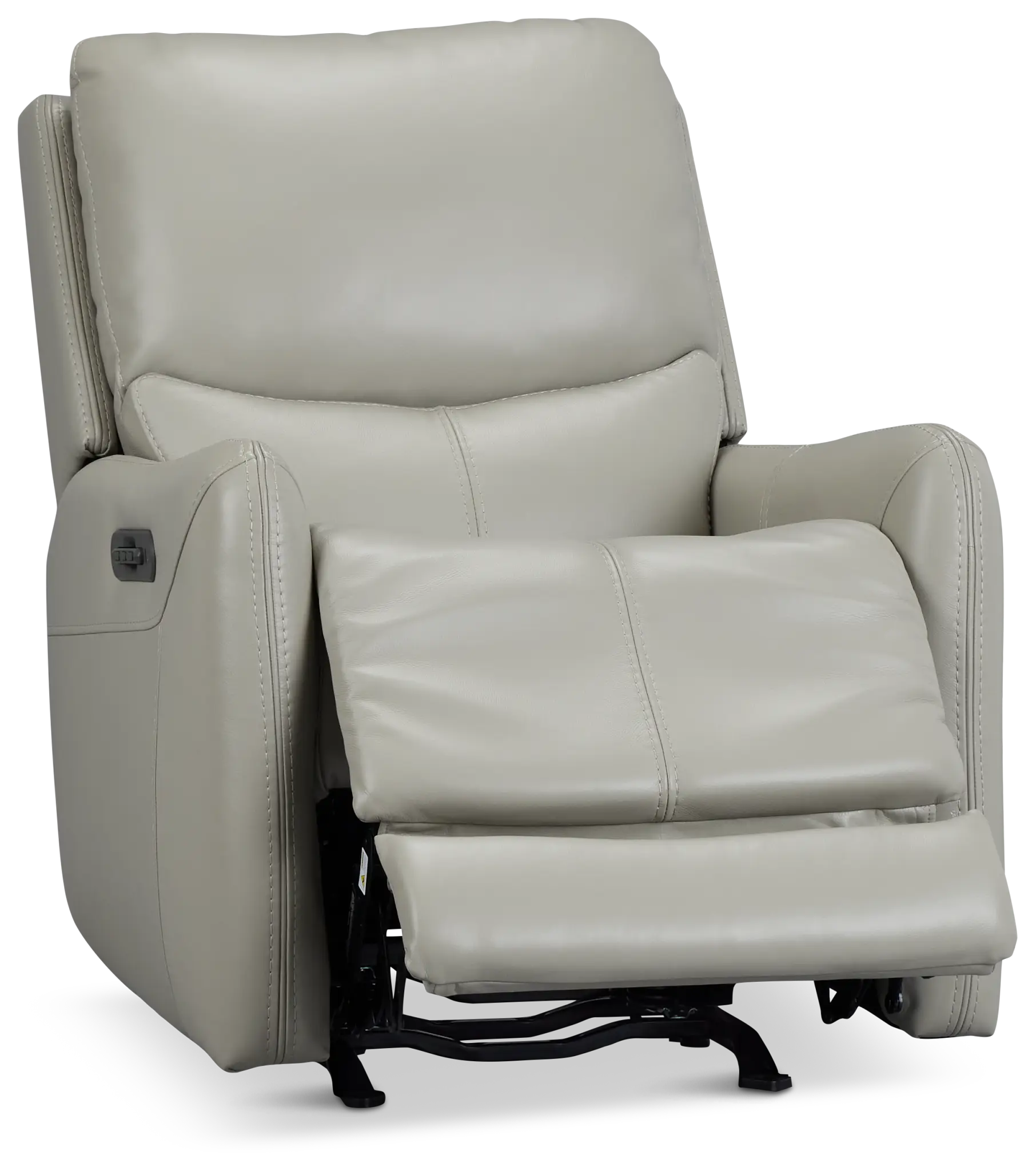 Jonas Light Gray Lthr/vinyl Power Recliner With Heat And Massage Jonas Light Gray Lthr/vinyl Power Recliner With Heat And Massage
