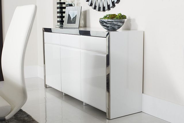 white chrome sideboard