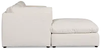 Serena White Fabric 4-piece Right Facing Bumper Sectional