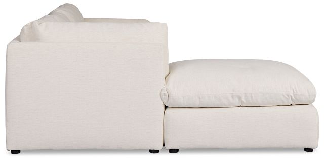 Serena White Fabric 4-piece Right Facing Bumper Sectional