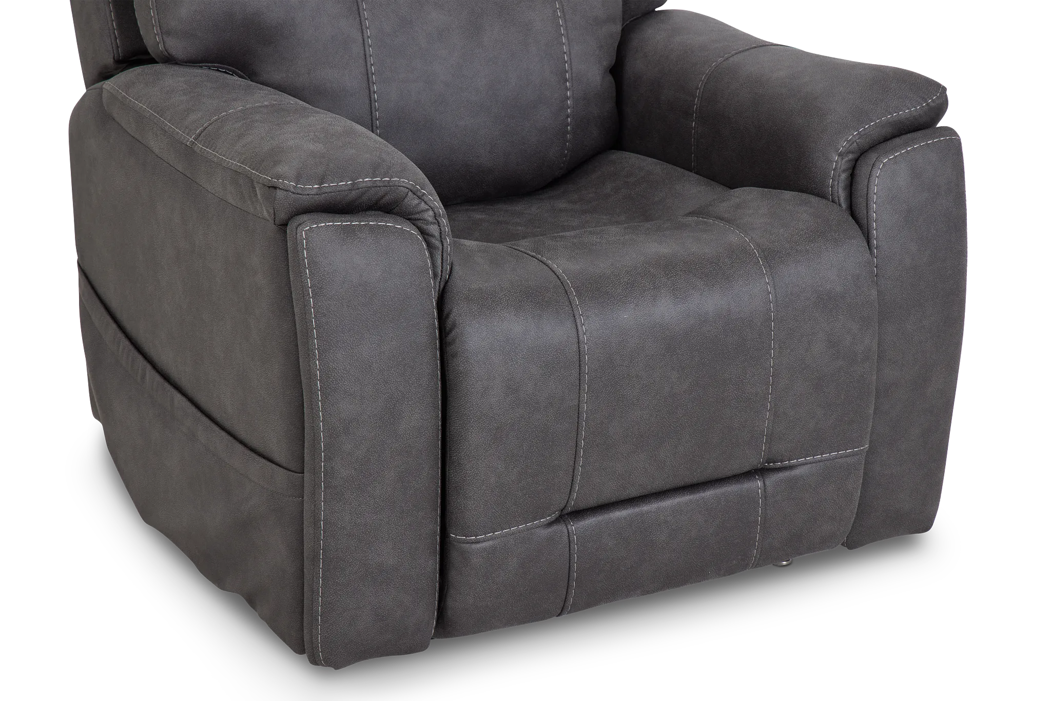 Akron Dark Gray Micro Power Lift Recliner With Power Lumbar