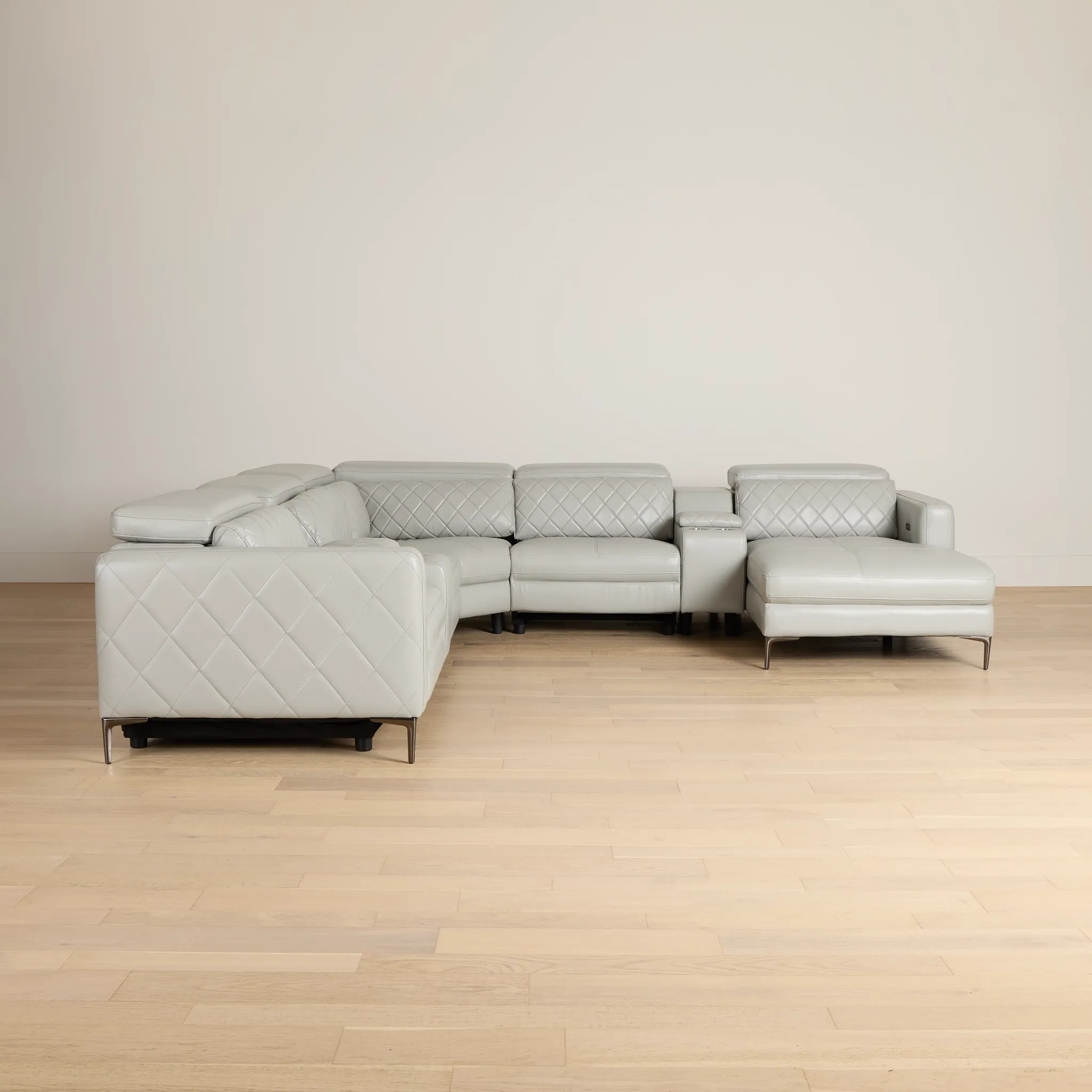 Ava Light Gray Micro Large Dual Power Right Chaise Sectional