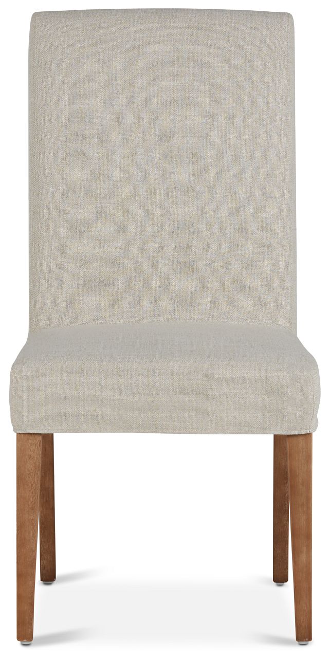 Harbor Light Beige Short Slipcover Chair With Light Tone Leg