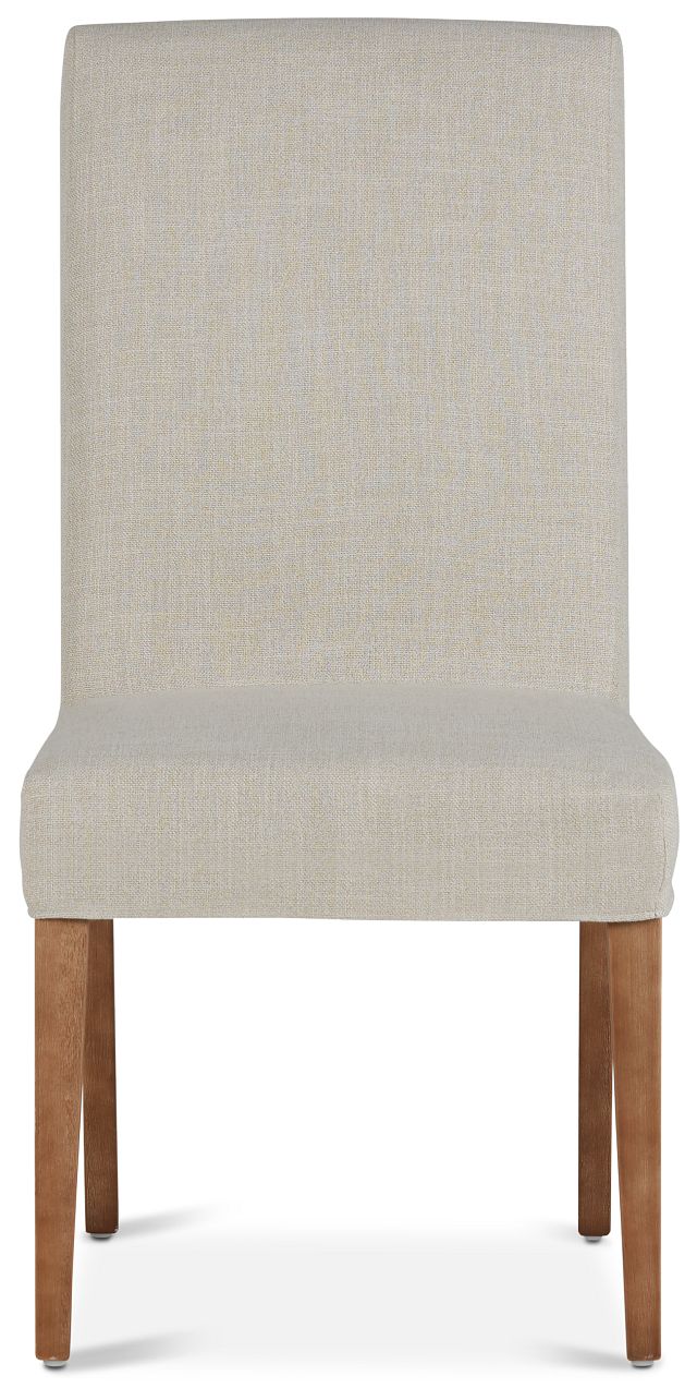 Harbor Light Beige Short Slipcover Chair With Light Tone Leg