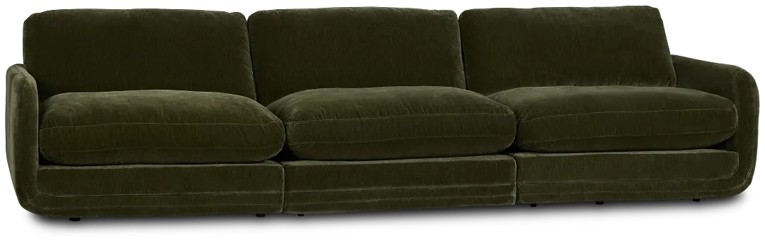 Jules Green Velvet 3 Piece Modular Sofa