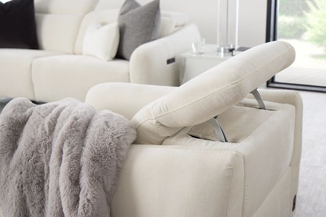 Zuri White Velvet Power Recliner With Power Headrest