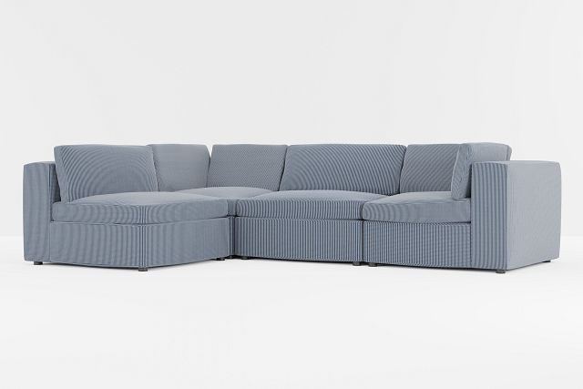 Destin Lucy Navy Fabric 4-piece Modular Sectional