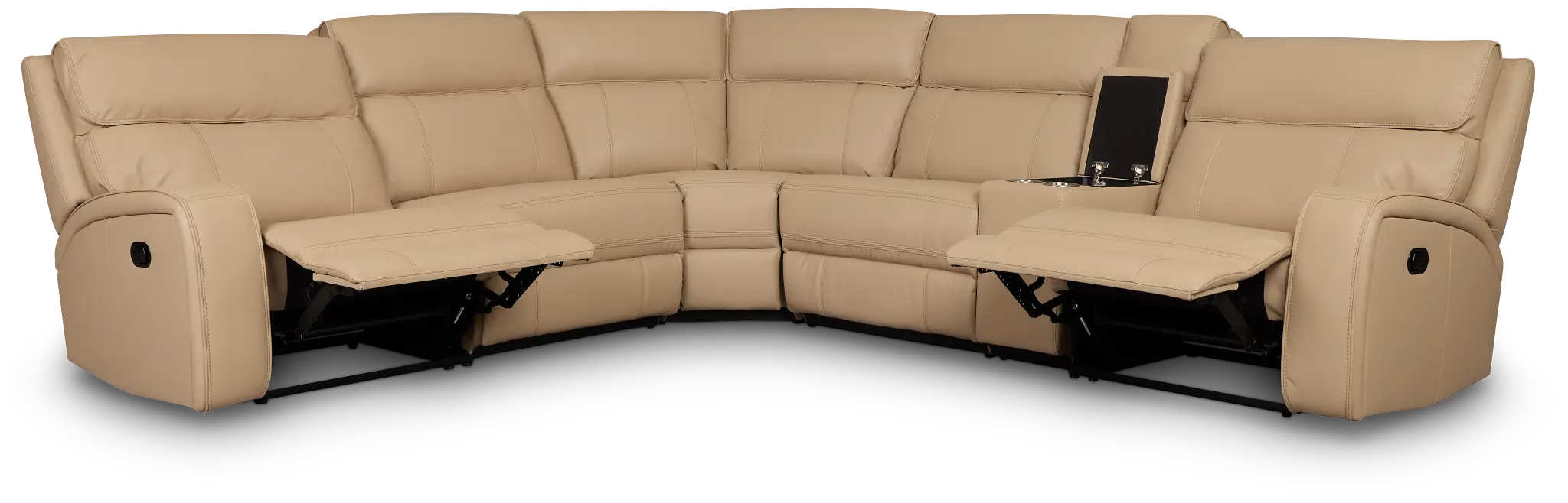 Rhett Taupe Micro Small Two-arm Manually Reclining Sectional Rhett Taupe Micro Small Two-arm Manually Reclining Sectional