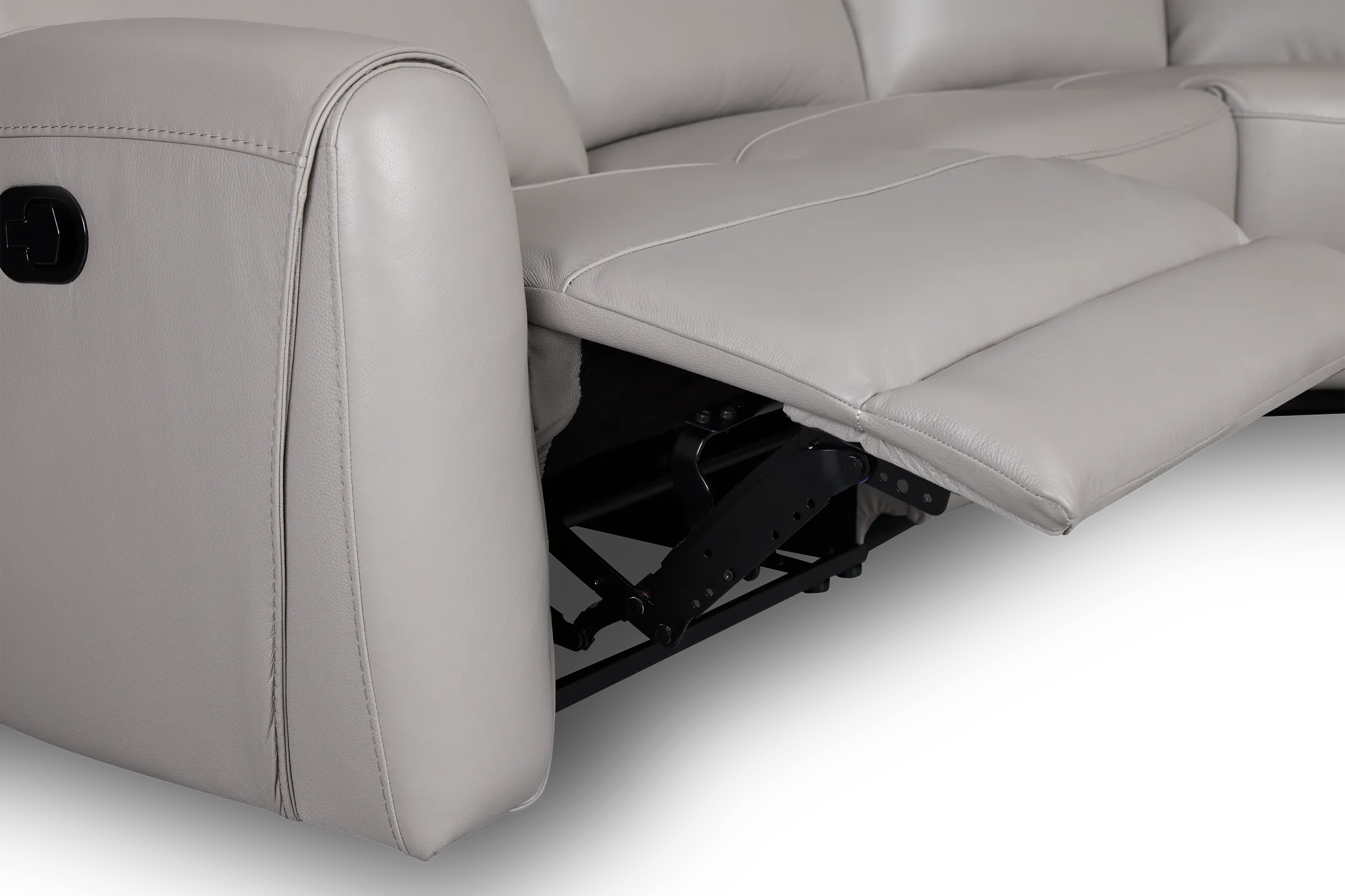 Walker Light Gray Lthr/vinyl Small Two-arm Manually Reclining Sectional