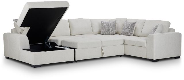 Blakely White Fabric Left Chaise Storage Sectional