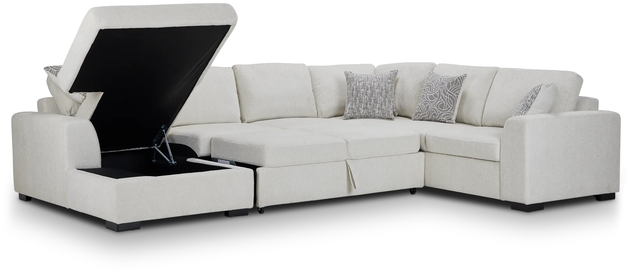 Blakely White Fabric Left Chaise Storage Sectional