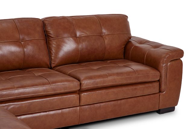 Braden Medium Brown Leather Small Left Chaise Sectional