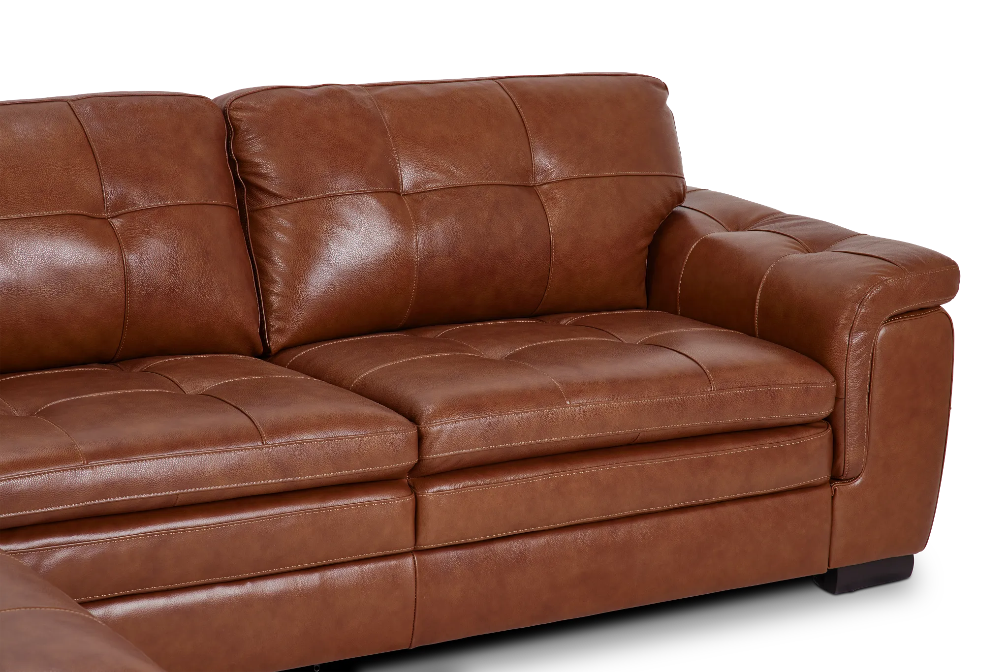 Braden Medium Brown Leather Small Left Chaise Sectional
