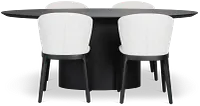 Nomad Black 78" Oval Table & 4 Light Beige Chairs W/ Black Legs