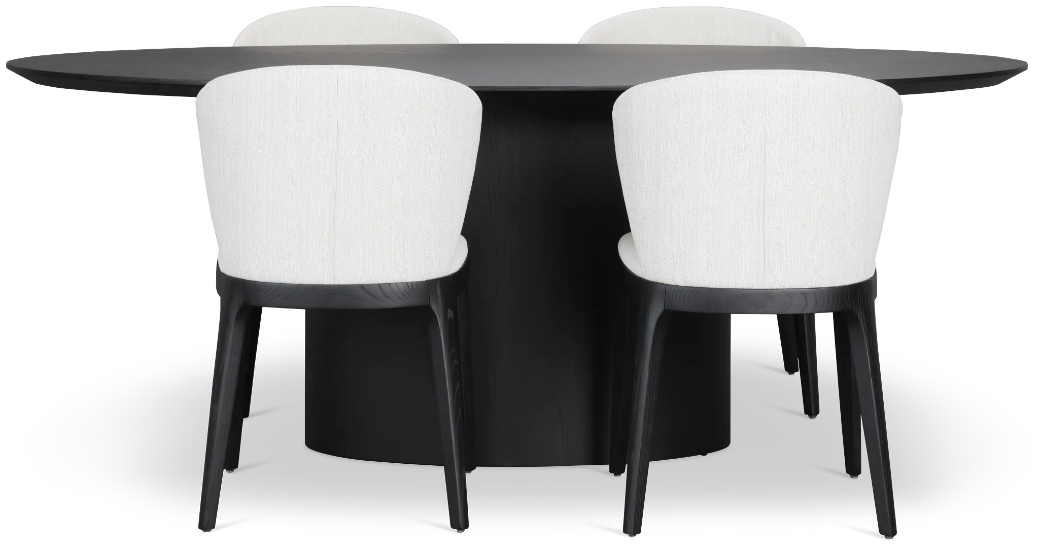 Nomad Black 78" Oval Table & 4 Light Beige Chairs W/ Black Legs