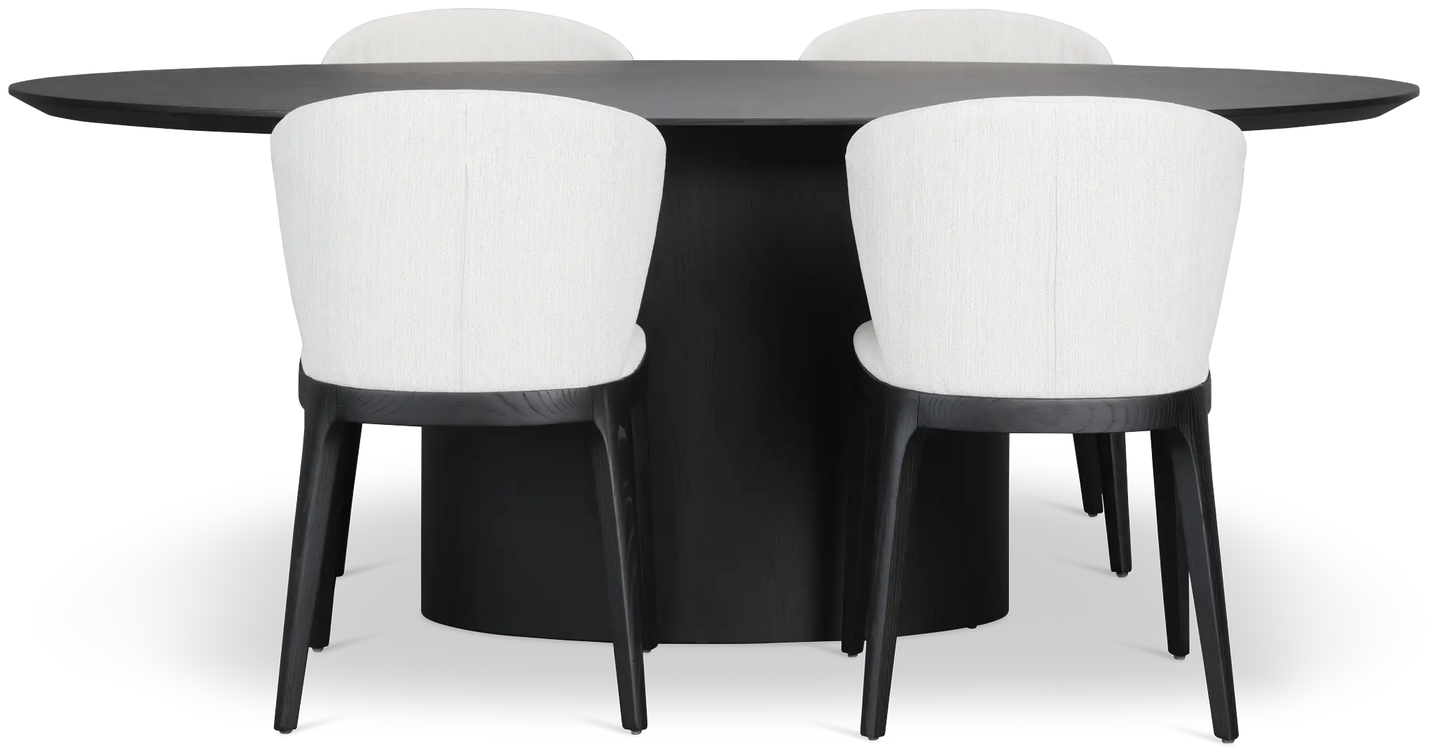 Nomad Black 78" Oval Table & 4 Light Beige Chairs W/ Black Legs Nomad Black 78" Oval Table & 4 Light Beige Chairs W/ Black Legs