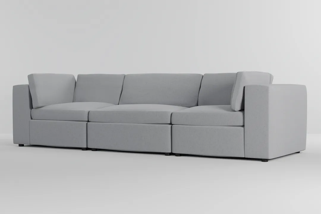 Destin Delray Light Gray Fabric 3-piece Modular Sofa