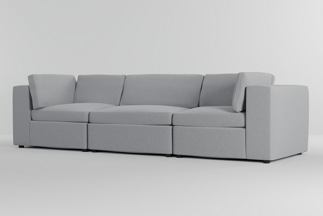 Destin Delray Light Gray Fabric 3 Piece Modular Sofa