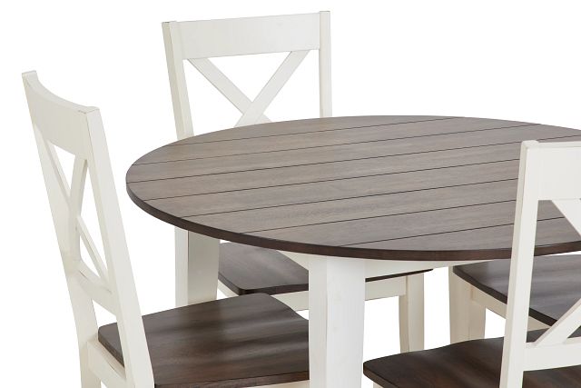 Sumter White Round Table & 4 Chairs (5)