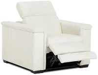 Ainsley White Leather Power Recliner