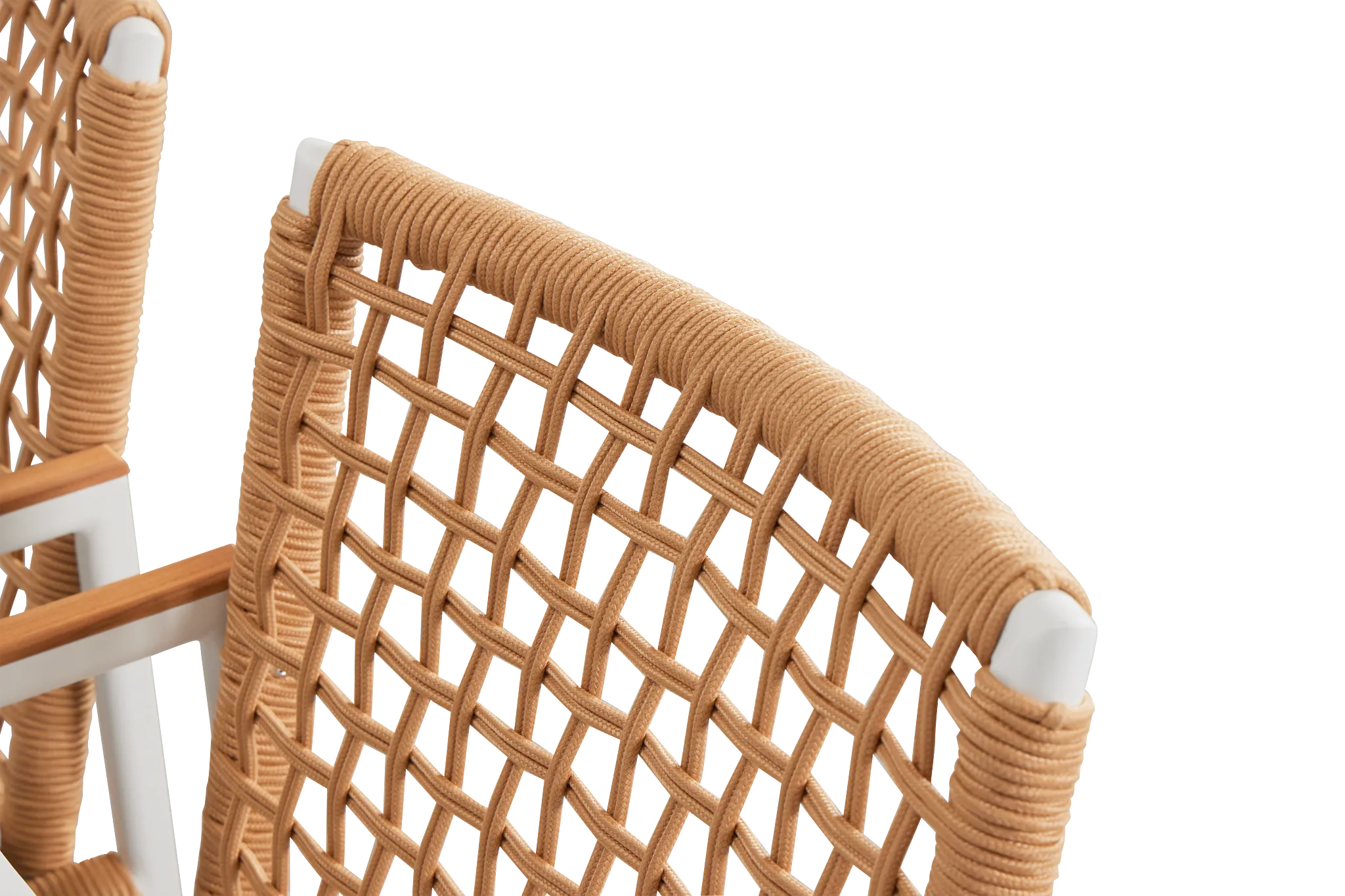 Sunrise White 65" Rectangular Table & 4 Teak Arm Chairs