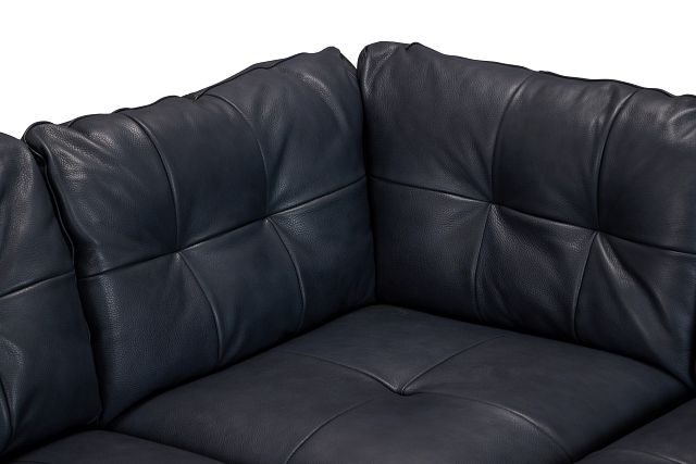 Rowan Navy Leather Small Two-arm Sectional