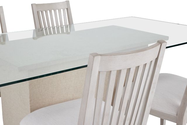 Marseilles Glass Rect Table & 4 Slat Chairs