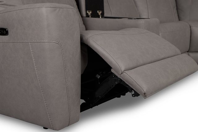 Colton Light Gray Micro Large Triple Power Reclining Two-arm Sectional