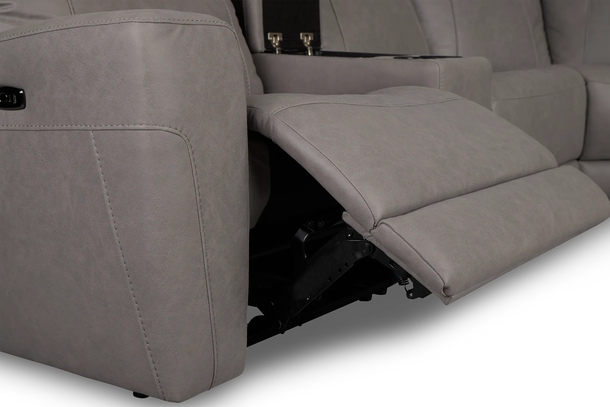 Colton Light Gray Micro Large Triple Power Reclining Two-arm Sectional