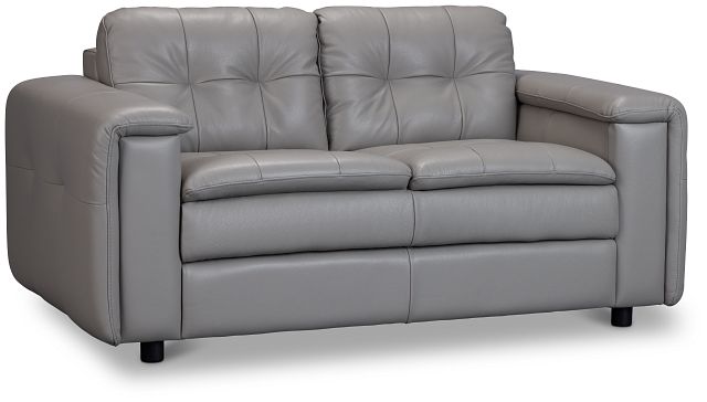 Rowan Gray Leather Loveseat